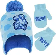 Nickelodeon boys Winter Hat and Mitten Set, Blue's Clues Toddler Beanie for Kids Ages 2-4Cold Weather Hat