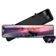 Car Touch Screen 2K Camera Automobile Mirror Dash Cam DVR Dual Lens Recorder Kit (for: Peugeot)
