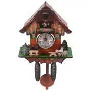 Antique Wooden Wall Clock Bird Time Bell Swing Alarm Watch Home Art8083