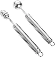 BEBEMOKO Easy to Clean Fruit Baller Spoons Set of 2 Melon Scooper 304 Stainless Steel Perfect for Kitchen