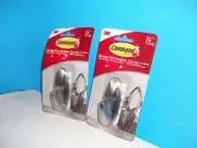 2 3M COMMAND MEDIUM DESIGNER HOOKS 17081BN-ES BRUSHED NICKEL