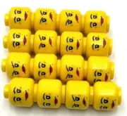 Lego 16 New Yellow Minifigure Heads Dual Sided Female Black Thin Eyebrows Parts