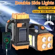 Solar LED Flashlight With COB Work Light 4 Gear USB Rechargeable Torch