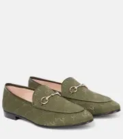 [Gucci] Gucci Gucci Jordaan GG canvas loafers AU 7 green
