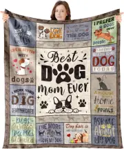 Dog Mom Gifts for Women - Soft Flannel Dog Mom Blanket Gifts for Dogs Lovers Bir