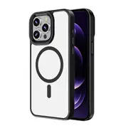 iPhone 15 Pro Max Case Cover - Non-Slippery, Clear & Hard, Shock & Scratch Protection With Rear Camera Lens Guard & MagSafe Compatibility - Black