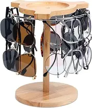 [DTUQYX] Sunglasses Organizer Glasses Holder Stand with 360 Rotating Display Eyeglasses Rack Wood Base for up to 12 Pairs of Eyewear for Table Dresser Desk