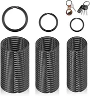 [Orchideeknc] Pack of 60 Key Rings, 3 Sizes, Diameter 30 mm, Diameter 25 mm, Diameter 20 mm, Black Flat Type Rings for Keys, Pendants, Pet Trailers