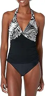 [Profile by Gottex] Women's Standard Marbella Halter Tankini, Black/White, 36, Black/White, 14