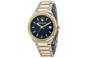 Maserati Stile Two Tone Stainless Steel Blue Dial Quartz R8853142007 100M Men's Watch