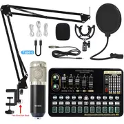 Professional Condenser Microphone BM 800 Wireless Bluetooth V10 PRO Sound Card for PC Computer Phone Karaoke Live Singing Gaming Silve BM800 V10XPRO