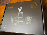 22 oz. Atlas Crystal Whiskey Decanter with 10 oz. Whiskey Glasses