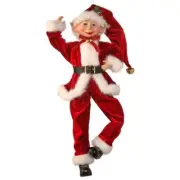 Posable LARGE ELF IN SANTA SUIT Bendable 17" Christmas Ornament, by Regency