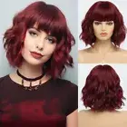 Women Short Curly Hair With Bangs Curly Wigs Ripple Wig Cosplay Party Full Wigs