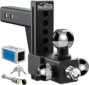 NenNicht Adjustable Trailer Hitch Ball Mount, Stainless Steels Tri-Ball (1-7/8" x 2" x 2-5/16"), 6 Inch Drop Hitch Fits 2 & 2.5 Inch Receiver, 18,500 LBS GTW Heavy Duty Tow Hitches for Truck, Trailer