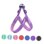 No Pull Dog Harness Step-in Adjustable Reflective Vest Soft Medium Purple