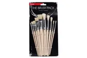 10pc Jasart Round & Flat Hog Bristle Brushes Acrylic Oil Gouache Painting Brush
