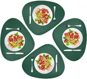 Cozy Life Modern Placemats Set of 4/6/8, Round Leather Placemats for Kitchen Dining Table, Heat Resist Easy to Clean Oval placemats(Green)
