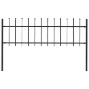 NNEVL Garden Fence with Spear Top Steel 1.7x0.6 m Black