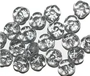 Gray Silver Flat Flower Czech Pressed Glass Beads 8mm (pack of 20)