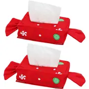 2 Pack Christmas Tissue Box Cover Cute Tissue Case Paper Towel Case Holder Decor