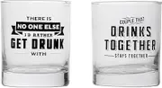 EK DO DHAI Couples Drink Whiskey Glass Set of 2 10 oz Whiskey Glasses Thick Bottom Bourbon Glasses, Glass Tumbler for Scotch, Cocktail, Liquor, Home Bar Whisky Gifts for Men (Glass Set 2) 300ml