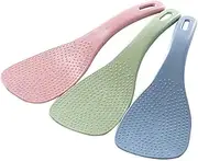 Rice Paddle Spatula Tableware Food Serving Spoons No Scratch Rice Cooker Scoop Solid Color Wheat Straw Eco-friendly Kitchen Utensil - 3 Pack