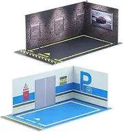 2X 1/24 DIY Car Model Diorama Parking Scenery for Model Lovers, Blue Floor