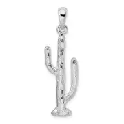 Sterling Silver De-Ani Rhodium-Plated Polished 3D Saguaro Cactus Pendant
