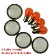 4 X Turn Signal Smoked Lens Cover&Light Bulb Fit For Touring Softail Dyna CVO