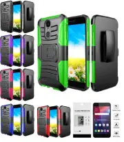 For LG Xpression Plus (2018) LM-X410ASR Clip + Hybrid Case Cover +Tempered Glass