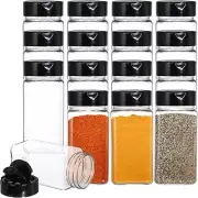 16 Pack 9 Oz Plastic Spice Jars with Black Cap, Plastic Spice Bottles Empty Seas