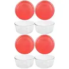 Pyrex 7 Cup Round Casserole Set of 4 Red Glass Storage Dishes with Covers