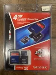 SanDisk 4GB microSDHC Memory Card with SD Adapter (SDSDQ-4096-A11) NEW
