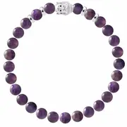 Crystal Gemstone Bracelet 8 mm with Silver Buddha Head - Handcrafted
