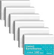 Index Cards A6 Lined, Pack of 180 A6 White Flashcards, White Flashcards, Vocabulary Cards, Flashcards, Writeable Lined Thickened Index Card, Recipes Vocabulary Index Cards for Office, White Paper