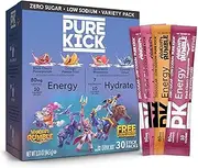 Pure Kick x Warcraft Rumble Limited Edition Energy & Hydration Singles To Go Drink Mix - Variety Pack - Black Cherry Pomegranate, Orange Passion Fruit, Strawberry Watermelon, Concord Grape – 30 Total