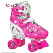 Roller Derby Trac Star Youth Kids' Adjustable Roller Skate - White/Pink L (3-6)