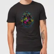 Harry Potter Hogwarts Neon Crest Men's T-Shirt - Black