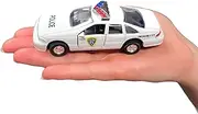 ZUGAR LAND Die-Cast Pull Back Police Car - Caprice (4.5") Chevy Blue, White and Black. Openable Doors, Pull Back Action. Realistic Highway Patrol Police Vehicles (1 White)