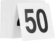 HAWILLOSCH Enhance Your Event Aesthetics 50 Double-Sided PVC Table Number Cards 1-50 Black on White for Wedding Banquet Cafe
