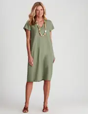 Noni B Linen Fringe Dress