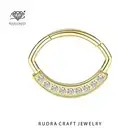 Phoebe 14K Solid Gold Heart Shape Moissanite Diamond Daith Hinged Hoop Septum