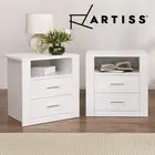 Artiss 2 X Bedside Table Drawers Side End Shelf Storage Nightstand White TARA