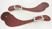 Pair Rich Brown Harness Leather Spur Straps Jeremiah Watt Visalia Buckles Adult
