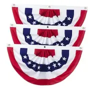 2 x 4 Ft American Pleated Fan Flag, USA Patriotic Half Fan Bunting red-3pcs