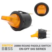 MINI ROUND PADDLE TOGGLE SWITCH - Amber Full LED 12v On Off SPST Rocker Switch