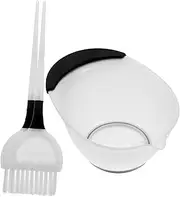 Generic 1 Set Hair Dyeing Bowl Brush Hair Dyeing Kit White for Home Use Hair Tint Brush for Hair Color Random Color