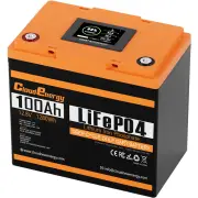 [EU Direct] Cloudenergy 12V 100Ah LiFePO4 Battery Pack LCD Display Bluetooth Backup Power, 1280Wh Energy, 6000+ Cycles,