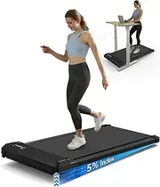 3 in 1 Treadmill with Tilt, 2.5HP Under Computer Treadmill for Home Office, 270lb Compact Treadmill with LED Display, No Assembly